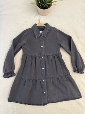 Zara Girls Gray Button jeans Dress